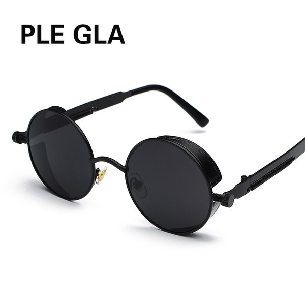

gysnal brand punk sunglasses men women mirror lens round glasses goggles steampunk sunglasses vintage retro for female male mens, White;black