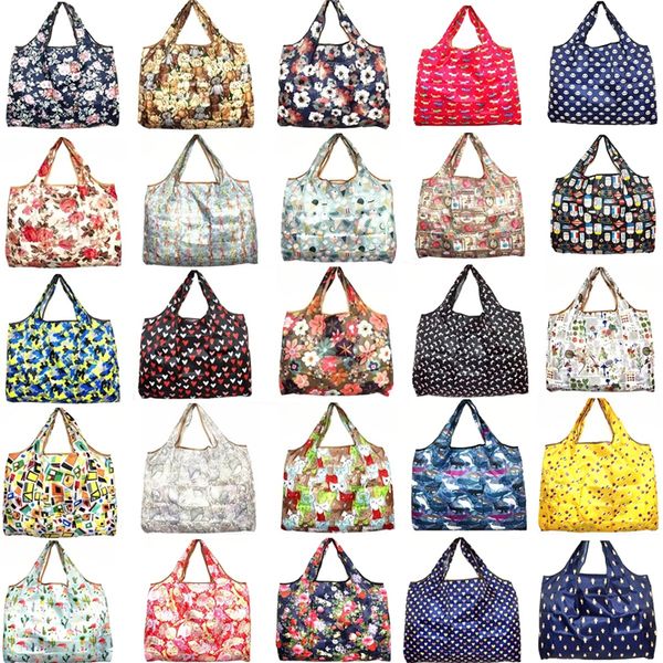 

new cartoon folding bag, portable environmental protection bag, handbag, waterproof nylon high capacity shopping bags storage bag i281