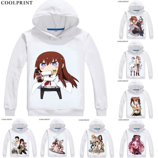 

coolprint steins gate 0 zero hoodies hooded hoodie japanese anime shutainzu geto zero rintaro okabe kurisu makise cosplay sweatshirts, Black