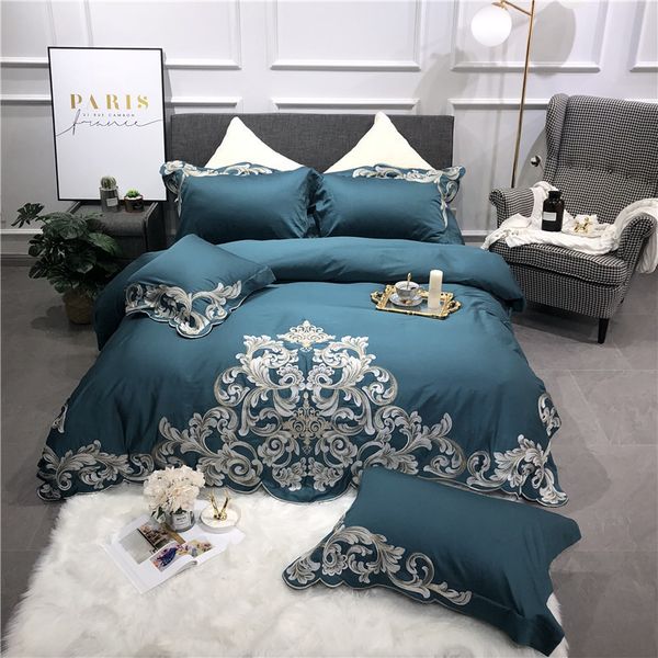 Grosshandel Oriental Stickerei Luxury Bettwasche Set Konig Queen Size Grun Agypten Cotton Palace Bed Set Bettbezug Bettlaken Von Yong8 345 73 Auf