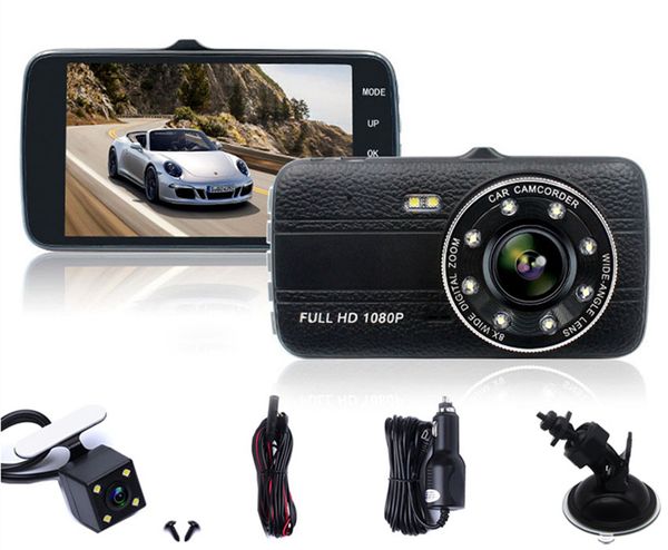 

2ch 1080p car dvr 4" ips screen auto video registrator 170 degrees dual lens night vision car dashcam recorder motion detection g-senso