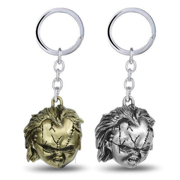 

10pcs/lot fashion jewelry horror movie seed of chucky keychain figure head cosplay pendant key chain car key chains for men, Silver