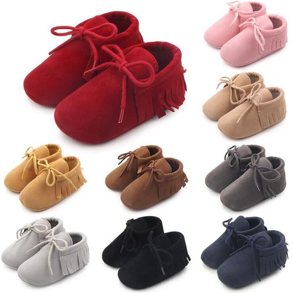 

1 pairs lytwtw's kids girls boys first walkers newborn kawaii cute solid tassel non-slip baby toddlers shoes children