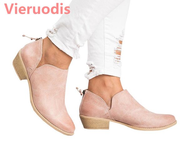 

vieruodis 2018 spring autumn women butterfly-knot boots slip-on med high heels pointed toe shoes woman l98, Black
