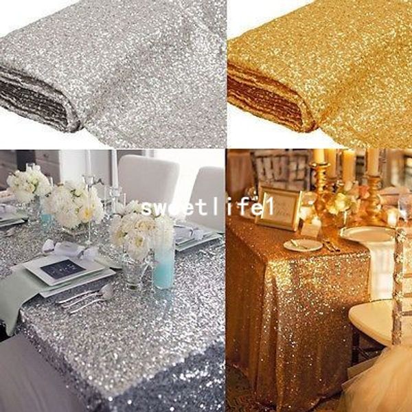 

custom made size rectangle sequin cloth sequin tablecloth wholesale sequin table cloths sparkly for 1 meter x 1.2 meters, White;gold