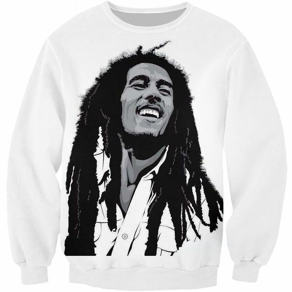 

новые моды регги звезда боб марли 3d печати поты мода одежда женщины мужчины толстовка повседневная пуловеры k228, Black