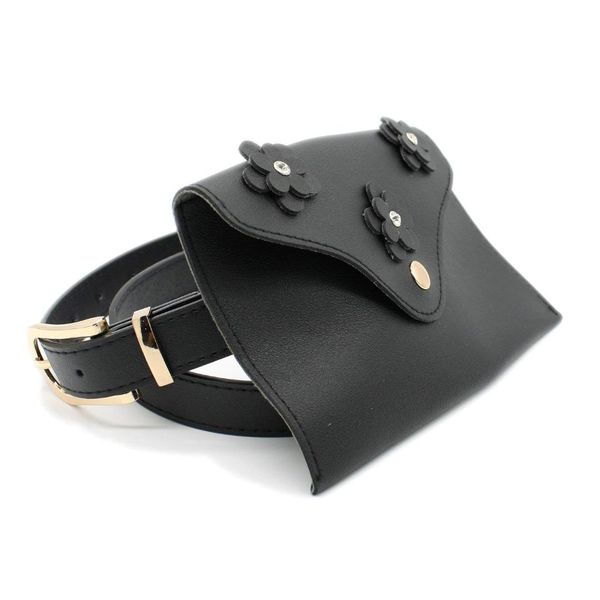 

women's set of waist pouch and buckle 1inch width faux leather belt