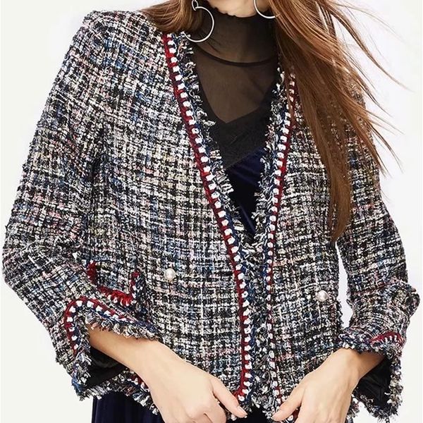 

s1025t5 europe and the united states 2018 winter new fashion small fragrant wind cardigan jacket 797r, Black;brown