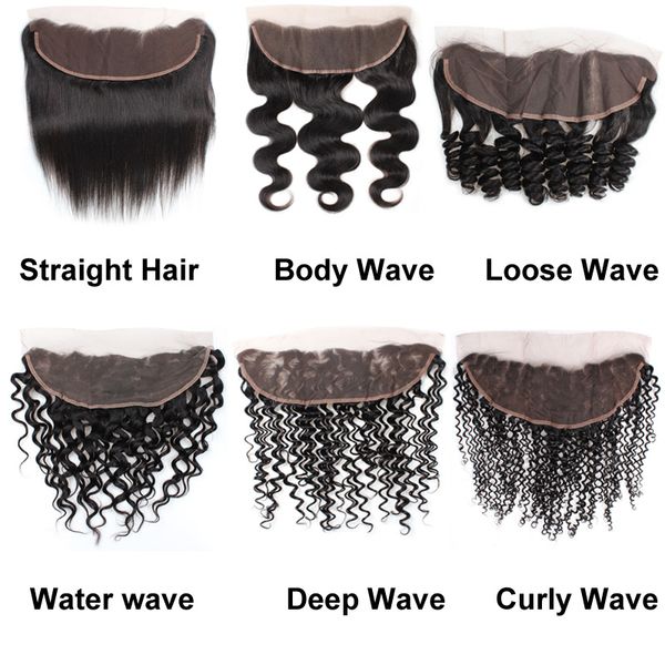 

wholesale 8a brazilian straight hair body loose water deep curly wave ear to ear 13*2.5 lace frontal part 8-20inch ing, Black;brown