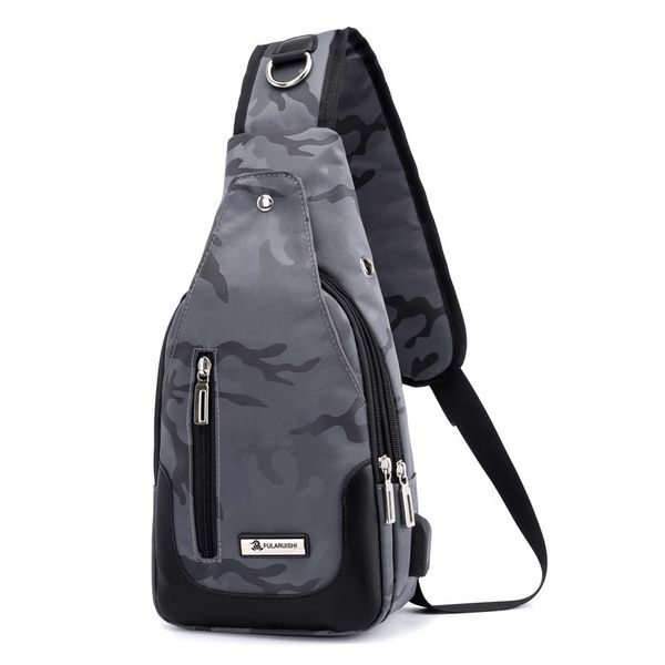 

fggs fularuishi casual camouflage crossbody chest sling bag travel backpack with usb charger port for men