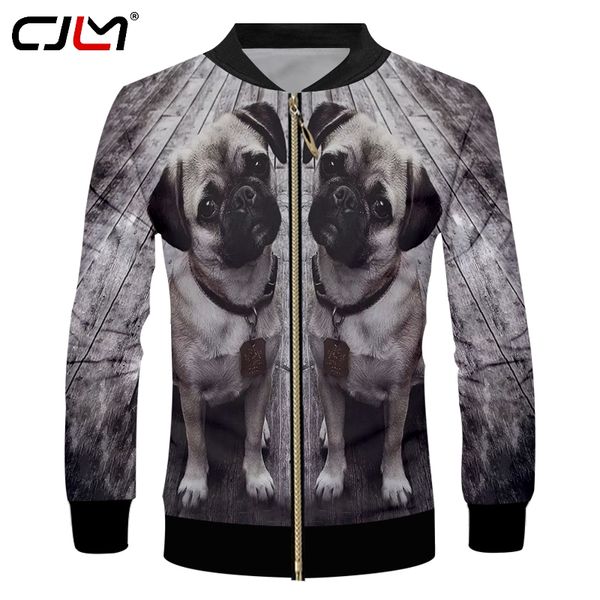 

cjlm man large size animal zip jacket 3d full printed gray dog men's loose spandex zipper coat direct selling, Black;brown