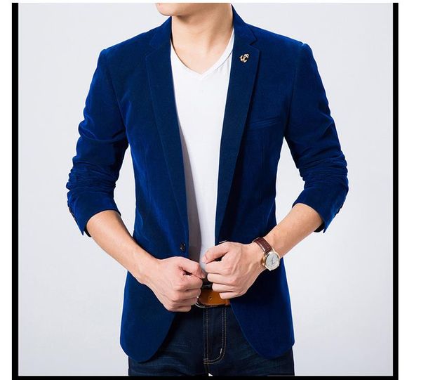 

traje hombre new fashion blazer men slim mens velvet blazers single button mens medium length blazers high quality, White;black