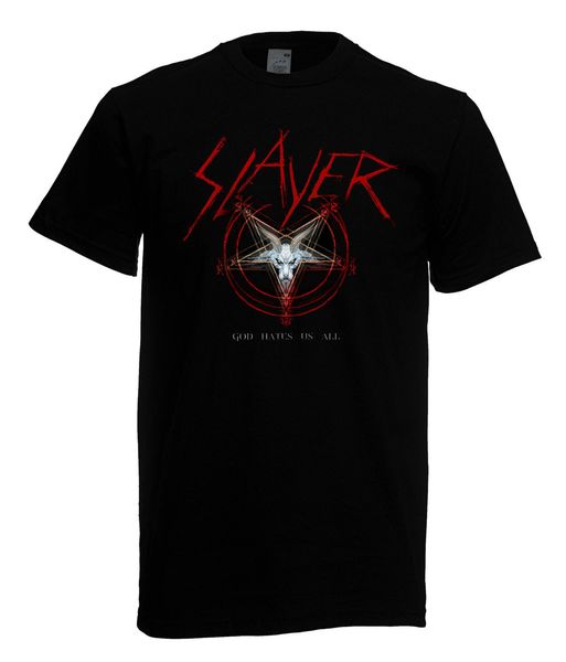 DAMEN WOMEN LADY BLACK T-SHIRT SLAYER 5 HEAVY METAL ROCK LANGARM//KURZARM