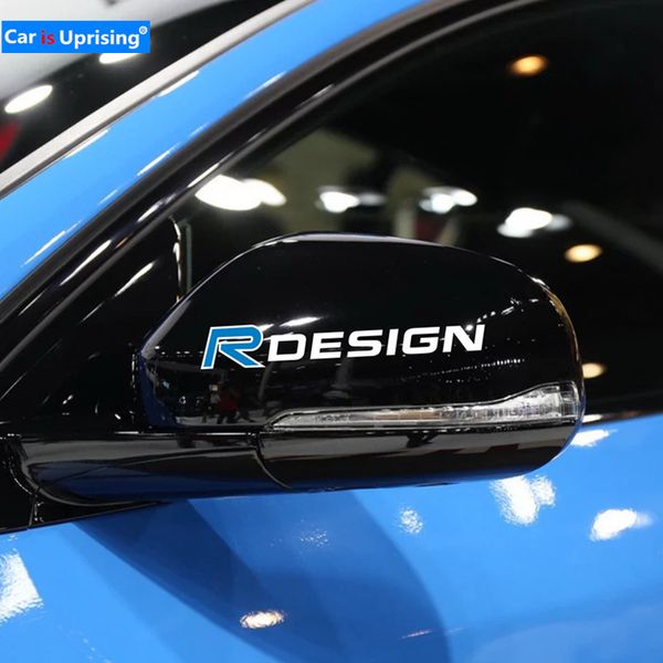 

4pcs r design rearview mirror stickers decoration for volvo v40 v50 v60 v70 s80 xc40 xc60 xc90 s60 s90 car styling