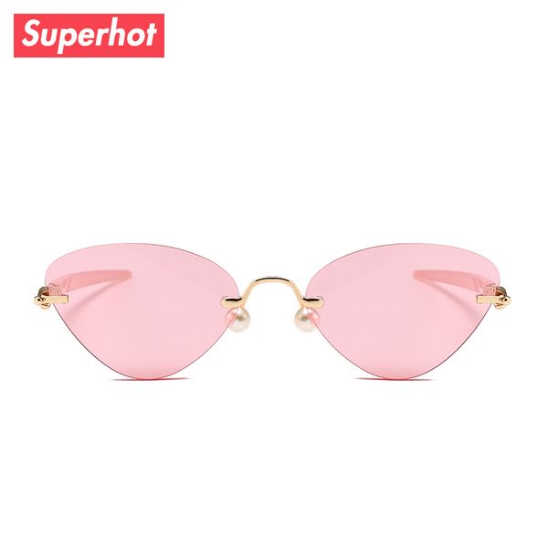 

supereyewear 2018 new rimless cat eye sunglasses fashion women sun glasses brand shades ladies cateye sunnies 20233, White;black