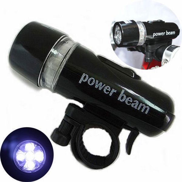 

5 led power beam bike front light head light torch flashlight bicyle front headlight 2 modes with clip use 4*aaa battery dhl