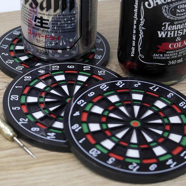

4 pcs placemat kitchen table mat utensils mini dart board styled cup mouse pad drink mats bottle beer beverage