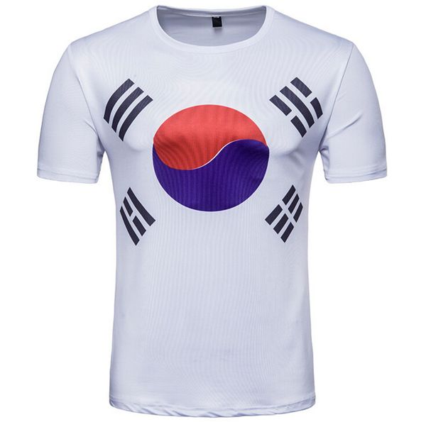 

Korea Flag T-shirts White Short Sleeve Men Women Tops Crew Neck T-shirt Size M-2XL