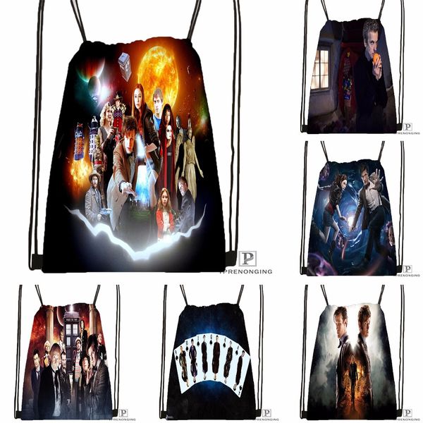 

custom doctor who drawstring backpack bag cute daypack kids satchel (black back) 31x40cm#180531-04-73