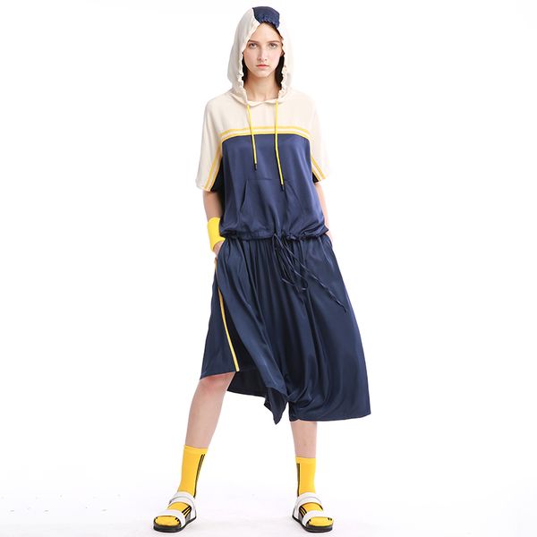 

irinaw087 new arrival summer 2018 cupro casual loose plus size hooded sets women, White
