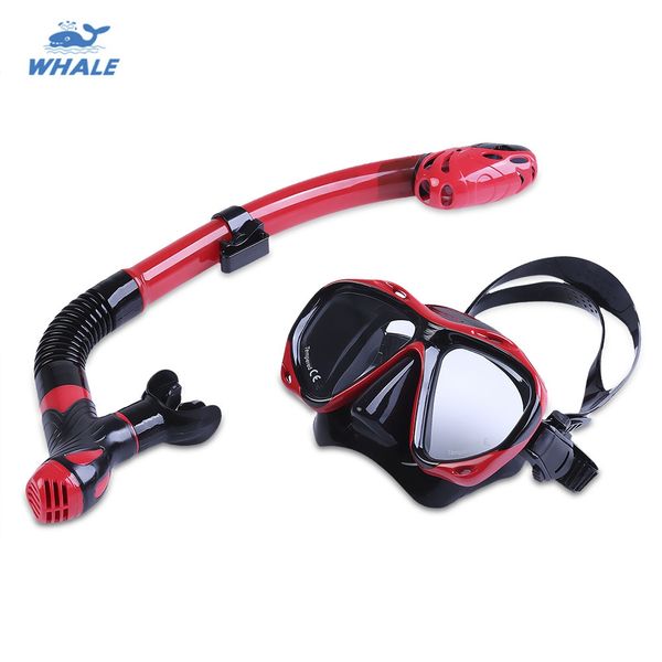 

whale professional diving water sports training snorkeling silicone mask snorkel glasses set dry eliminates water entry when submerged