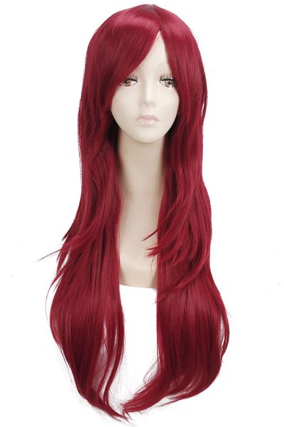 

70cm long curly wave wigs red cosplay hair halloween full wavy party wig, Black