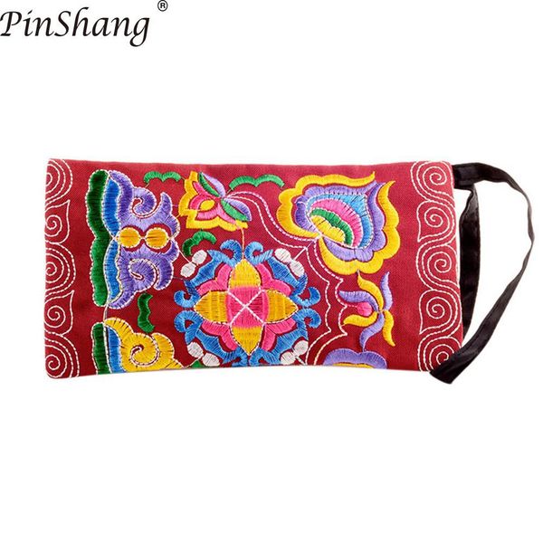 

pinshang women handbag girl ethnic coin purse flower embroidery handbag zipper change bag bags for women 2018 zk50