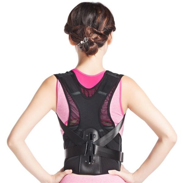 

adjustable corset back posture corrector student shoulder lumbar brace spine support belt posture correction belt body, Black;blue