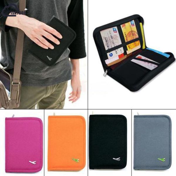 

1pcs passport documents package travel bag pouch passport id wallet cash holder organizer case box, Brown;gray