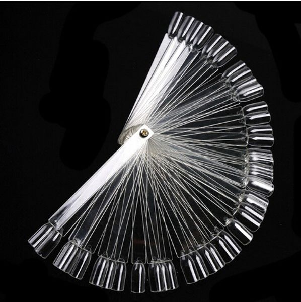 

50pcs false nail tips fan shaped fake nail art tips polish uv gel sticker decoration display stick gel salon tool clear natural, Red;gold