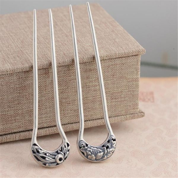 

thai silver s925 silver hair accessory wholesale antique style female phoenix peony hair sticks fine quality jewelry, Slivery;golden