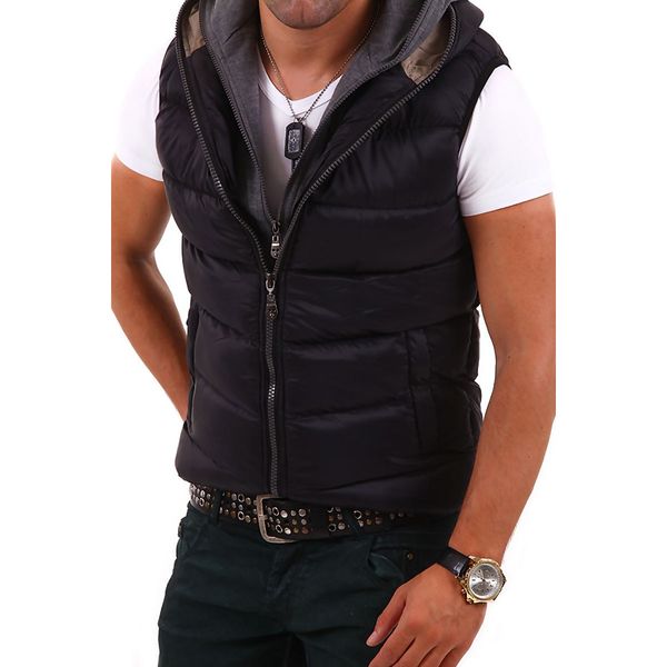 

zogaa autumn winter men jacket coat casual cotton overcoat brand mens sleeveless warm jacket waistcoat slim fit parke men vest, Black