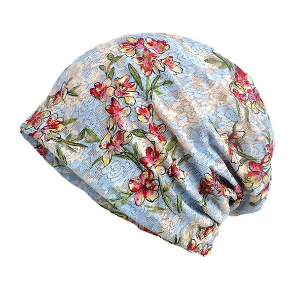 

new spring summer thin women pregnant month hat female lace jacquard breathable fashion beanies girls caps double use scarf, Blue;gray
