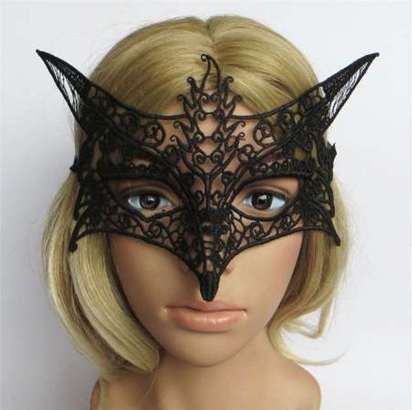 1 STÜCK Fuchsmaske Schwarz Sexy Spitzenmaske Ausschnitt Augenmaske für Halloween Maskerade Party Kostüm