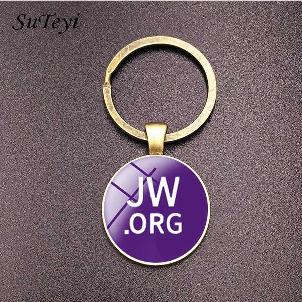 

suteyi jw .org charm keychain romantic flower jehovah's witnesses pendant glass p cabochon keyring men women key chain, Silver
