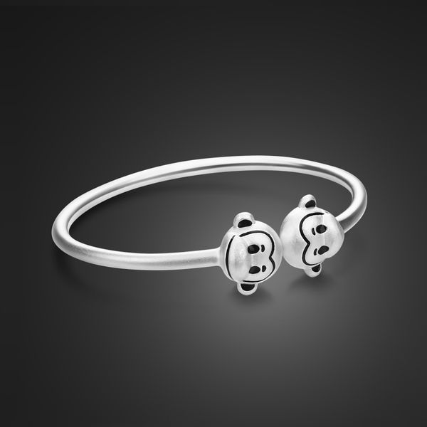 

cute solid silver children's jewelry gift. animal monkey 100% 999 sterling silver bracelet. suitable for 0-10 year old baby girl, Black