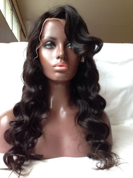 

полный кружева человеческих волос парики для чернокожих женщин бразильские свободная волна кружева передние парики человеческих волос glules, Black;brown