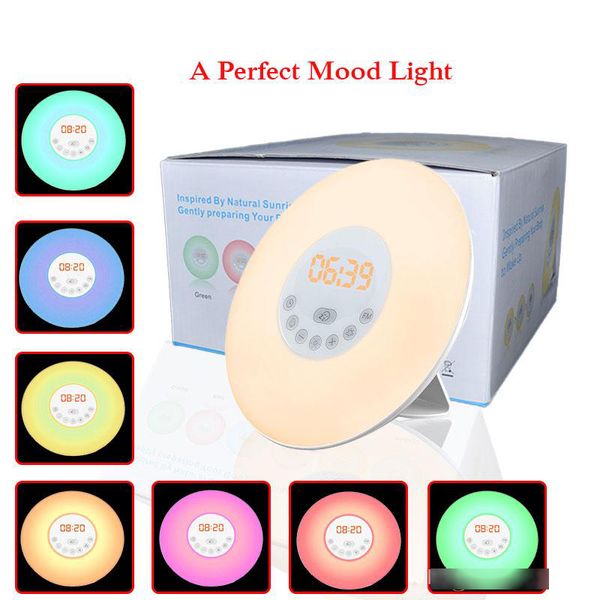 

sunrise alarm clock wake up light led clock with sunrise simulation and sunset fading night light with fm radio 6 natural sounds