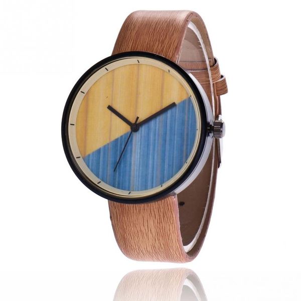 

stylish women male quartz analog watch round simple wristwatch gift, Slivery;brown