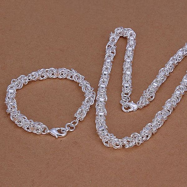 

whole sale925 jewelry silver plated jewelry set, nickle antiallergic dragon head and shrimp lock two-piece set xzo jsch