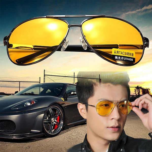 

yellow polarized sunglasses men women night vision goggles driving glasses driver aviation polaroid sun glasses uv400, White;black