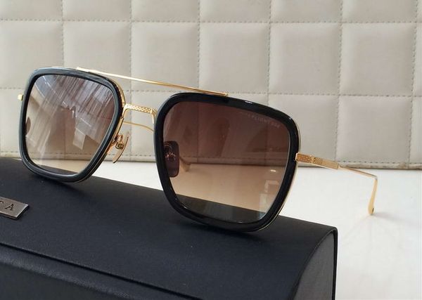 

square pilot sunglasses gold metal/brown shades lenses 7806 sonnenbrille men fashion sunglasses glasses shades new with box, White;black