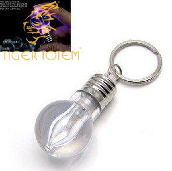 

quality promotion resin stainless steel creative colorful glass bulb unbreakable metal key chains fashion jewelry, Silver