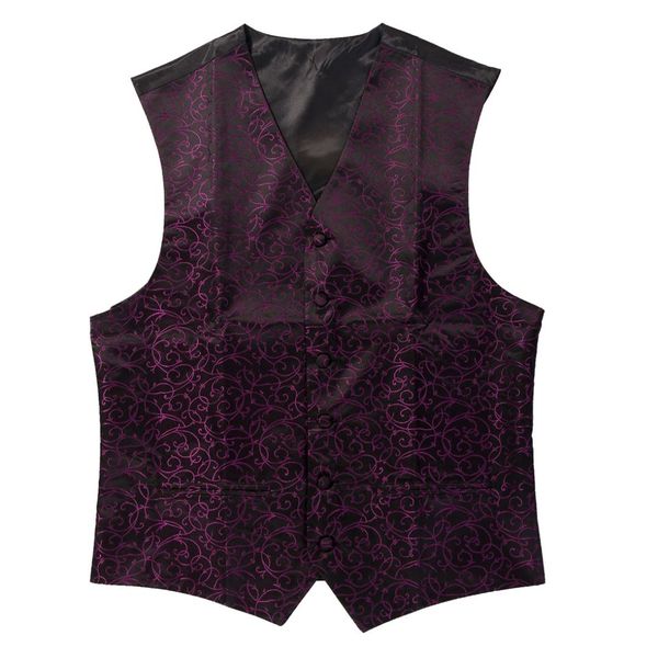 

new mens swirl wedding waistcoat (black/purple 2xl/uk 44, Black;white