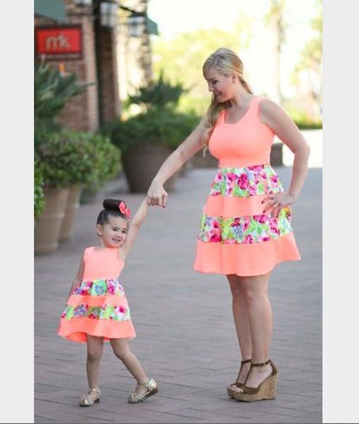 

Mother And Daughter Sun Dresses Baby Girls Flower Dresses Kids Parents Summer One Piece Family Dress Family Matching Outfits