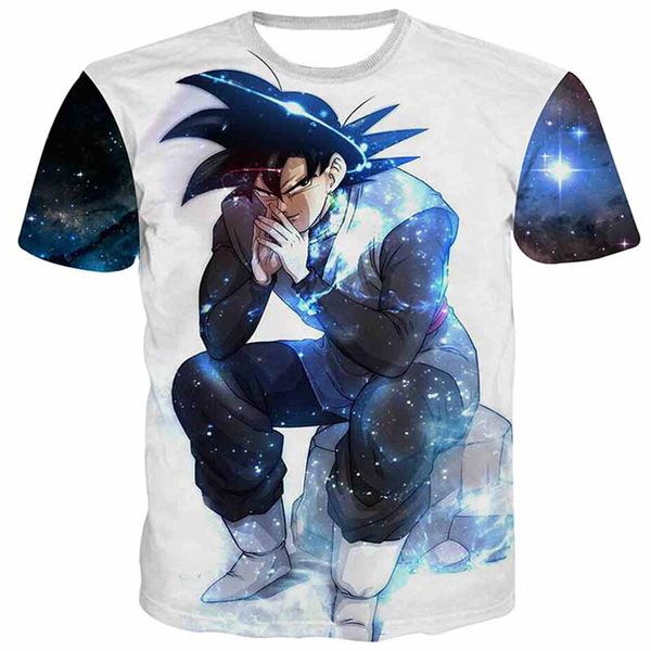 

новые dragon ball супер аниме футболки мужчины женщины гоку 3d печати тис топы мультфильм прохладный streetwear u809, White;black