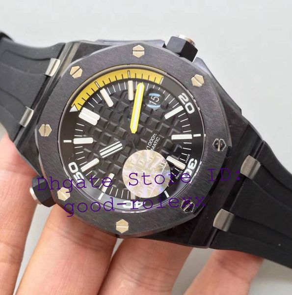 

Super men automatic cal 3120 watch men ceramic bezel carbon ca e fiber rubber 15706 date diver 42mm 15706au watche royal wri twatche, Slivery;brown