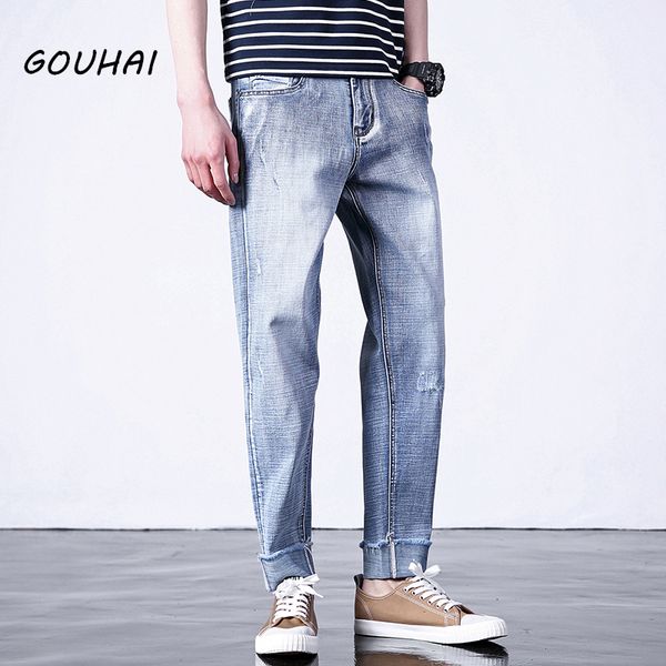 

solid casual jeans men fashion brand hip hop pants for weight loss biker jeans men denim overalls joggers plus size s-6xl, Blue