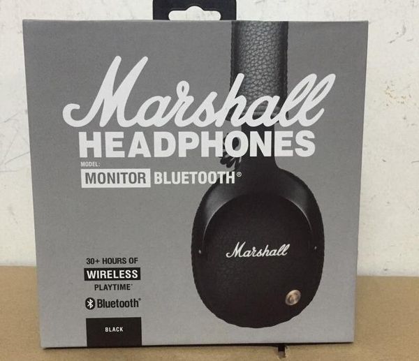 

marshall monitor bluetooth headphones hi-fi prowess wireless bluetooth heavy-duty cast metal hinge extreme comfort experience dhl free