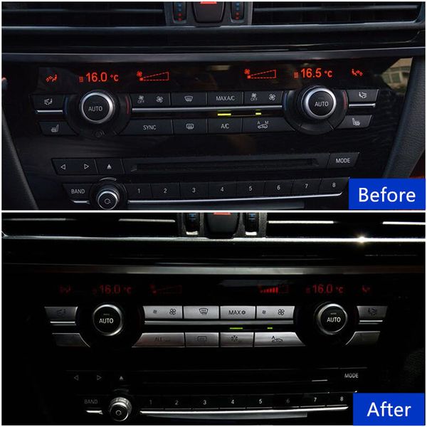 Replacement Type Air Conditioning Buttons Sequins Decoration Cover Trim For Bmw 5 6 7 Series X3x4x5x6 Chrome Abs Car Styling Car Interior Mods Car